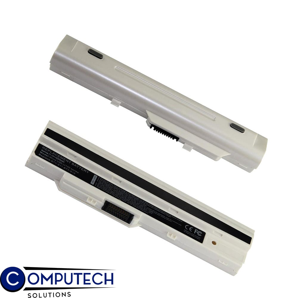 BATMSI00601ABjpg ComputechSolutions MSI Wind U90 U100 laptop battery (white) – rear connector view
