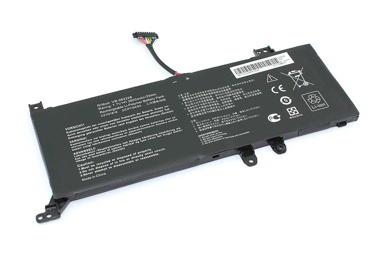 BATAS07401AFjpg ComputechSolutions C21N1818 Asus battery label showing model number and specifications, for Asus VivoBook 14 A412FA X412FJ VivoBook 15 F512FA & more