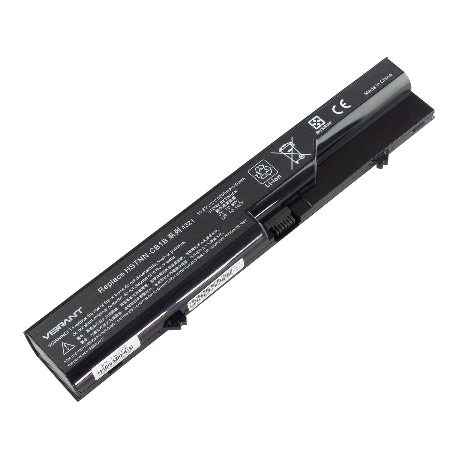 BATHP05001A1 ComputechSolutions HP PH06 replacement battery for HP 420/620/625 and ProBook 4320s/4520s laptops - front view