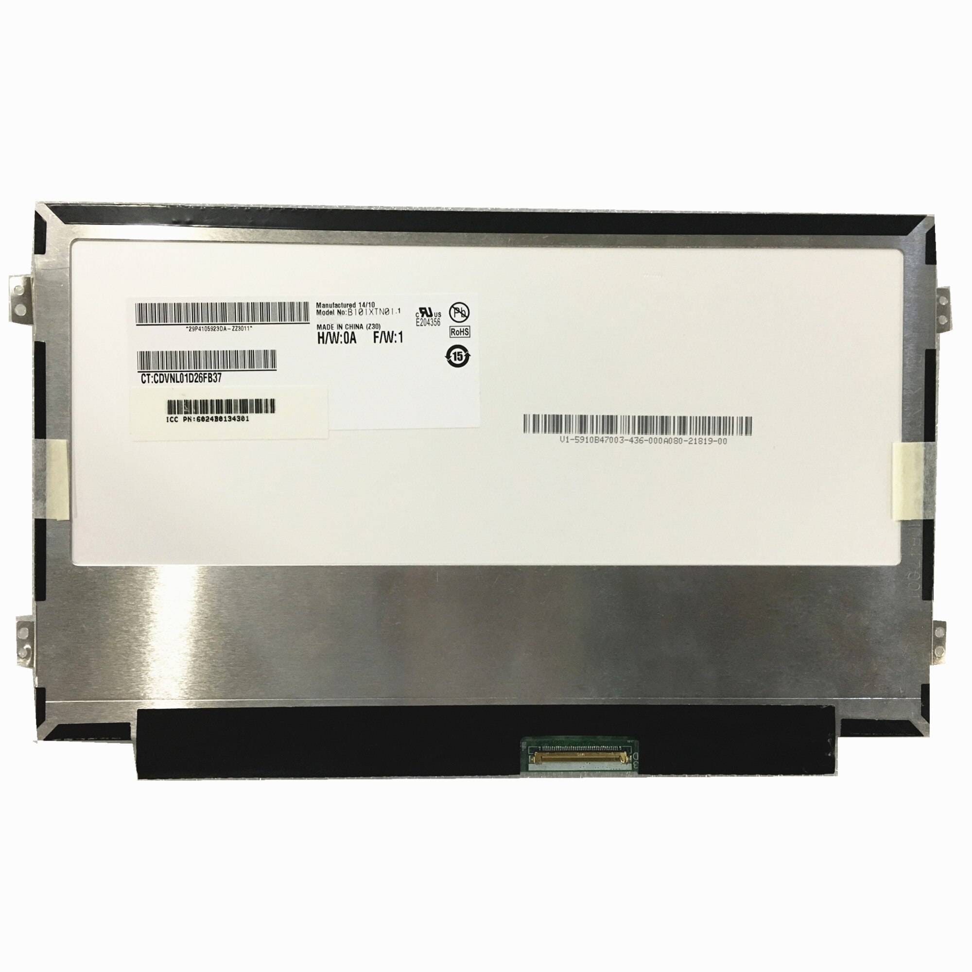 101 WXGA 1366x768 Laptop LCD Screen 40Pin B101XTN011 back view ComputechSolutions 10.1" WXGA 1366x768 laptop LCD screen, 40-pin connector, glossy finish (B101XTN01.1) - back view