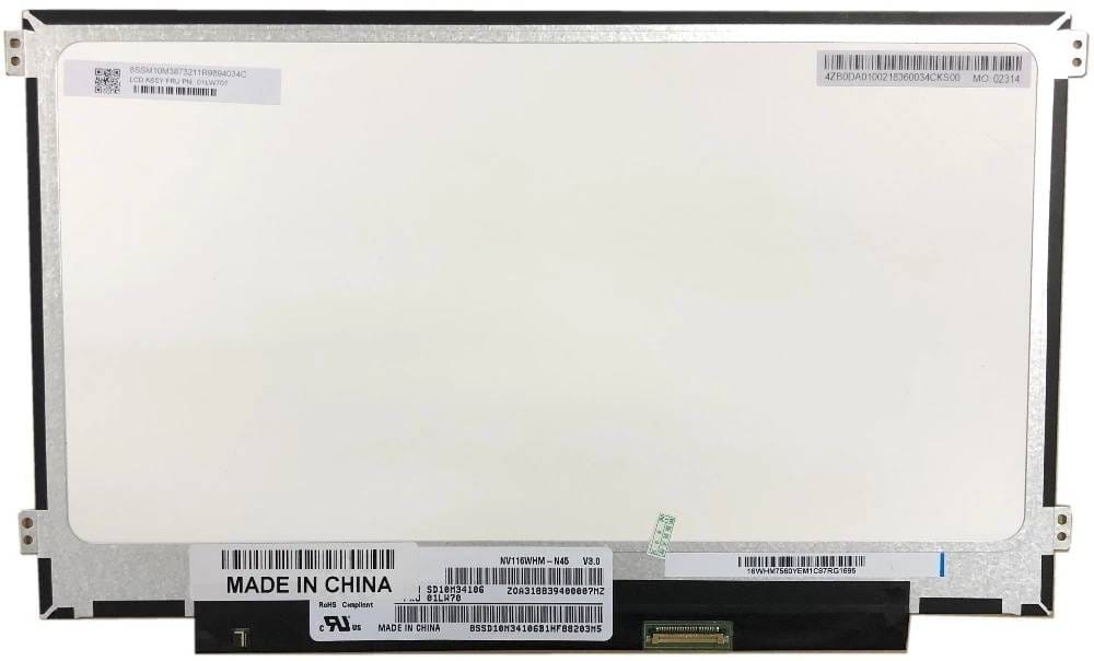 116 WXGA 1336x768 Laptop LCD Screen 30Pin eDP B116XAN040 back view ComputechSolutions 11.6" WXGA 1336x768 IPS laptop LCD screen, 30-pin eDP connector, matte finish (B116XAN04.0) - back view
