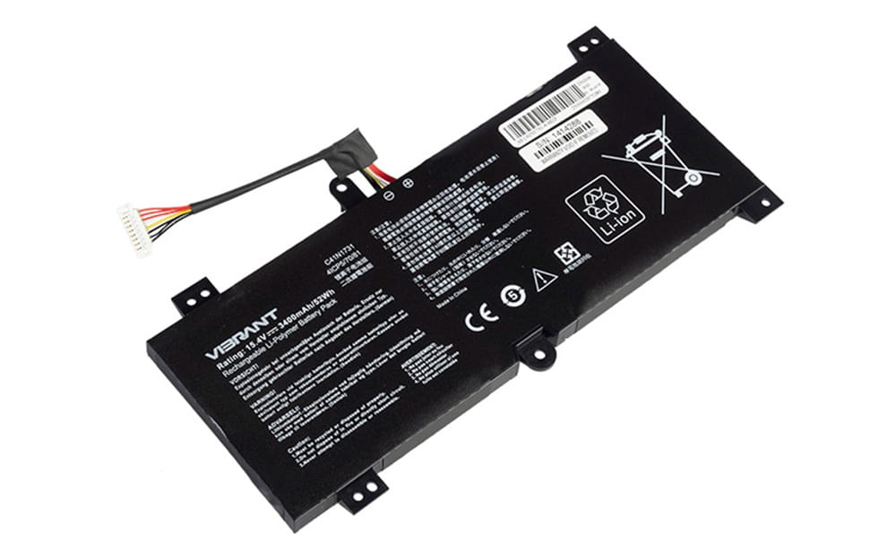 BATAS12201AF ComputechSolutions C41N1731 Asus battery label showing model number and specifications, 15.4V 52Wh 4-Cell Li-Poly