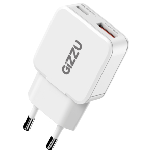 Gizzu 2-Port 30W GaN wall charger with USB-C and USB-A ports