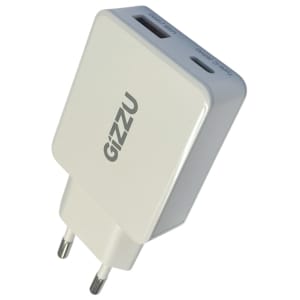 Gizzu 2-Port 65W GaN wall charger with USB-C and USB-A ports