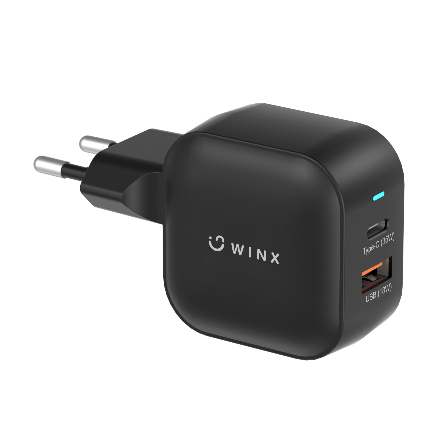 WXWC107WINXPOWERMore35WGaNWallChargerBlackwr01jpg ComputechSolutions WINX POWER More 35W GaN wall charger with USB-C and USB port