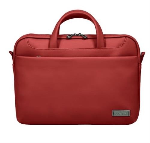 110302 - Computech-Solutions Red laptop bag with two short handles and a front zipper pocket on white background, ready for travel or work.