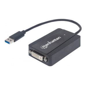 Manhattan USB 3.0 to DVI display adapter with a DVI port on the box.