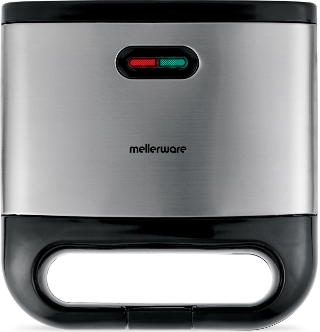 25302 - Computech-Solutions Stainless steel kitchen appliance with a black bottom handle and red and green indicator lights, branded 'mellerware'.