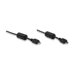 USB-A to USB-A cable with inline ferrite choke for interference reduction.