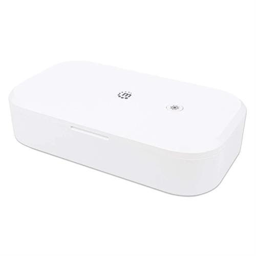 425384 - Computech-Solutions White, oval-shaped electronic box with two top icons: a Wi‑Fi symbol and a power button; likely a small networking or smart home device.