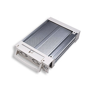 PCIe server expansion card with a large finned heatsink and rear mounting bracket, shown at an angle.