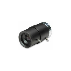 Black DSLR camera lens shown from a three-quarter angle, with a wide front element and silver mount at the back.