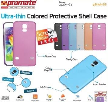 6959144008554 ComputechSolutions Packaging image of Ultra-thin Colored Protective Shell Case for Samsung Galaxy S5 in multiple colors.