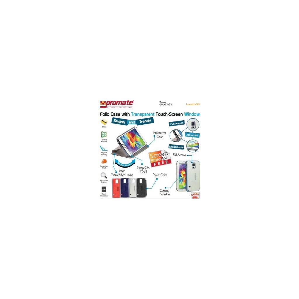 Promate Red Lucent S5 Bookcover with Touch Screen - Computech-Solutions