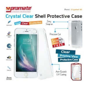 Crystal Clear Shell protective case for a smartphone, shown in a transparent snap-on design with packaging highlights.