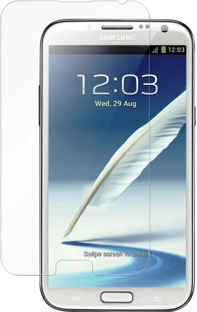 7161815187423 ComputechSolutions Samsung Galaxy smartphone with a clear screen protector overlay, showing 12:03 and Wed, 29 Aug on the display.