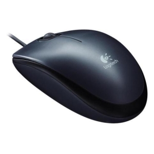 910-001793 - Computech-Solutions Logitech wired computer mouse in dark blue with scroll wheel visible and logo on top surface