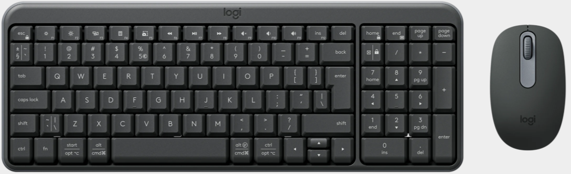 920-013519 - Computech-Solutions Logi wireless keyboard with numeric keypad and a matching wireless mouse on a light background.