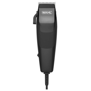 9314-3016H - Computech-Solutions Wahl brand corded electric hair trimmer pictured from the front with a black body and metal blade guards above the logo surface.