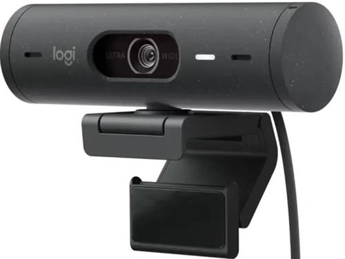960-001422 - Computech-Solutions Logitech webcam mounted on a clip with USB cable, showing the Ultra Wide lens label for video calls.