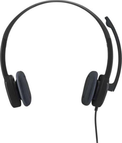 981-000589 - Computech-Solutions Black wired over-ear headset with an adjustable boom microphone