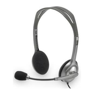 Over-ear headset with an adjustable boom microphone and foam-covered ear pad(s).