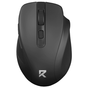RD-BM-4091-PRO_Redragon-BM-4091-PRO-26000-DPI-Dual-Mode-Wireless-Gaming-Mouse-Black_wr_01bjpg - Computech-Solutions Top-down view of a black wireless mouse showing the scroll wheel, a central button, and a subtle logo at the bottom edge.