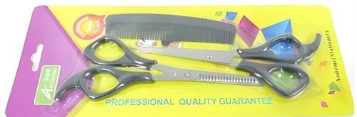 AD1578 ComputechSolutions Hair-cutting tool set with scissors and comb in a yellow-purple blister pack labeled 'Professional Quality Guarantee'