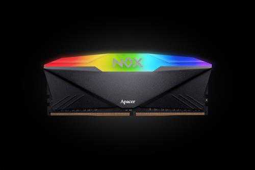 AH4U16G36C25YNBAA-2 - Computech-Solutions RGB-lit Apacer NOX RAM module with a black heatsink, displayed on a dark background.