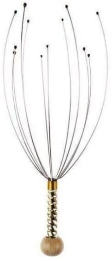 ASG-3898-3GLD - Computech-Solutions Wooden-handled bead-tipped wire duster with many flexible rods radiating upward (decorative/cleaning tool).