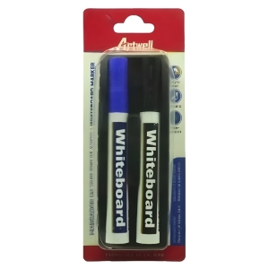 Two whiteboard markers in a red blister pack: one blue-cap marker and one black-cap marker labeled 'Whiteboard.'