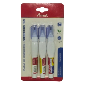 BW-S1007-335 - Computech-Solutions Three Artwell correction pens in a red and white blister pack with blue caps for white-out correction (packaging shows non-toxic, immediately dry).