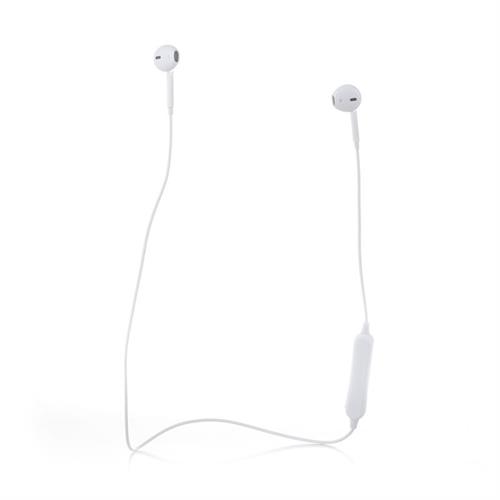 BW08-WHT - Computech-Solutions White wired stereo earbuds with an inline remote on a white background.