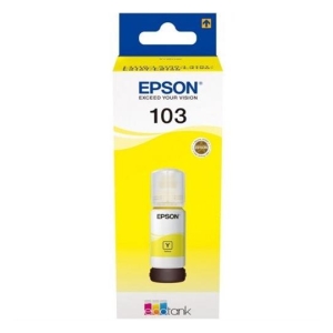 Epson 103 yellow ink cartridge in yellow-and-white packaging with 'Y' label on bottle cap
