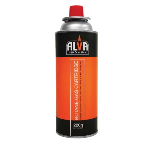 CCR100 - Computech-Solutions Butane gas cartridge canister with orange label, 220 g, brand ALYA.