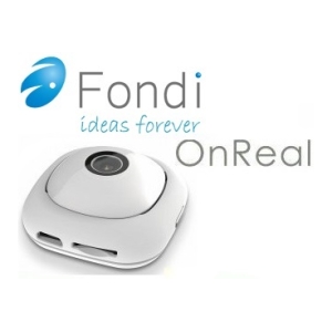 CR000SW - Computech-Solutions Fondi logo with a blue teardrop icon and the slogan 'ideas forever' beside a white circular OnReal device.