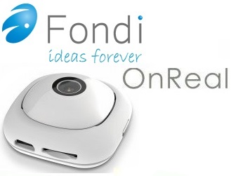 CR000SW - Computech-Solutions Fondi logo with a blue teardrop icon and the slogan 'ideas forever' beside a white circular OnReal device.