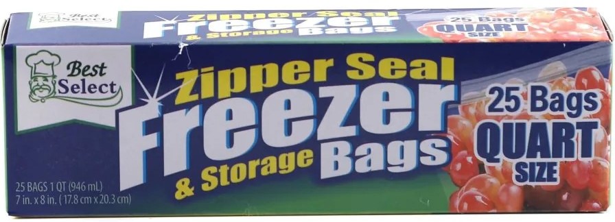 CSY-017081 - Computech-Solutions Box of Best Select Zipper Seal Freezer & Storage Bags, 25 quart-size bags