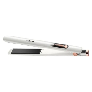 White Sokany hair straightener with a digital temperature display and heated plates visible