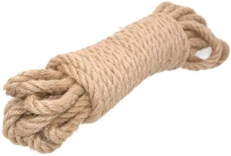 CSYJZ896011-10MM15M - Computech-Solutions Thick beige natural-fiber rope tightly coiled into a compact bundle.