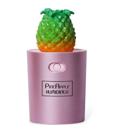D-B083 PINK - Computech-Solutions Pink cylindrical humidifier with a gradient green pineapple top; label reads 'Pineapple Humidifier' on the side.