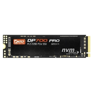 DATO DP700 Pro M.2 2280 PCIe SSD with NVMe Express branding on a black hex grid PCB edge logo visible.