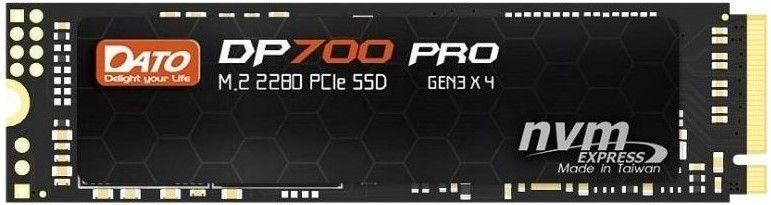 DATO-DP700PRO-512GB - Computech-Solutions DATO DP700 Pro M.2 2280 PCIe SSD with NVMe Express branding on a black hex grid PCB edge logo visible.