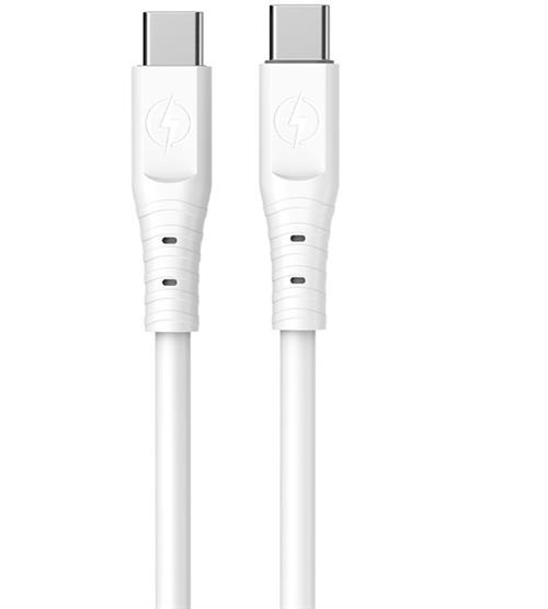 DC234-TPC - Computech-Solutions White USB-C to USB-C charging cable with molded connectors and a braided-style grip area