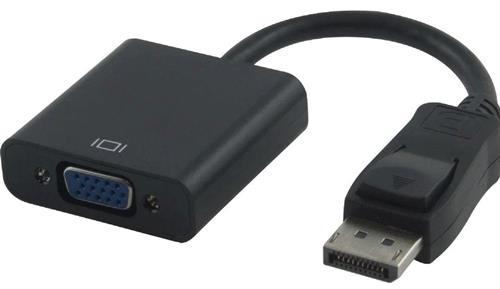 DIS2VGA - Computech-Solutions HDMI-to-VGA adapter: black box with VGA female port and HDMI plug for converting HDMI to VGA signals.
