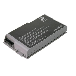 Gray rectangular Li-ion laptop battery with connector port on one edge