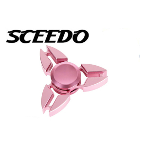 DS-3MD - Computech-Solutions Pink three-arm fidget spinner with a circular center on a white background; 'SCEEDO' branding in the corner.