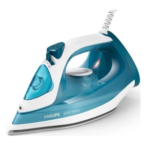 DST301120 - Computech-Solutions Philips 3000 Series steam iron in blue and white with a transparent water tank and cord on a white background
