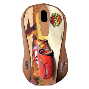 Kid's ride-on toy featuring Lightning McQueen from Disney•Pixar Cars on a wooden deck with desert canyon backdrop