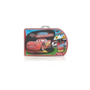 Red Lightning McQueen lunch bag featuring Cars graphic and zipper compartments for kids' meals.